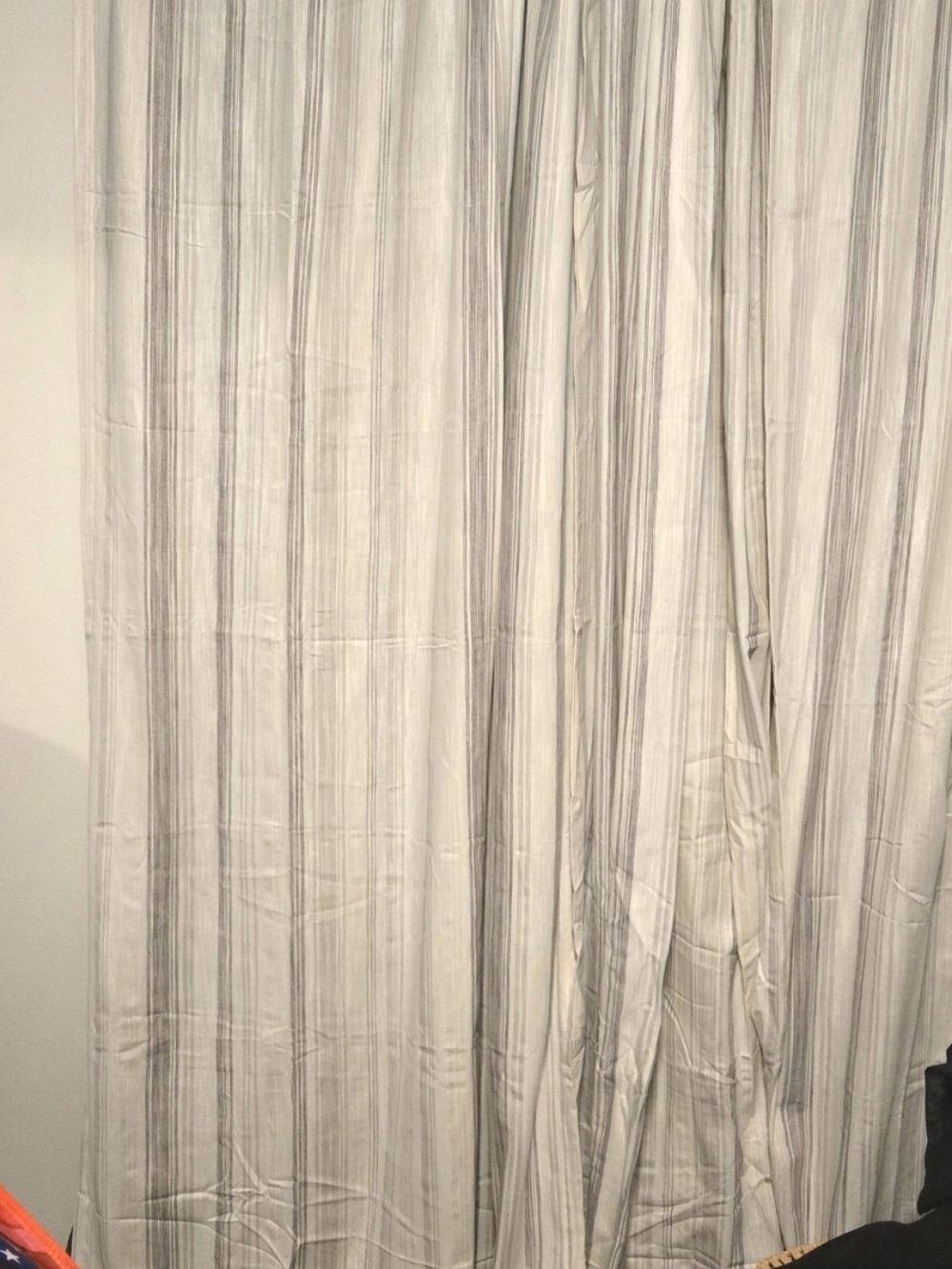 Threshold Striped Curtain Panel in Cream and Gray - Picture 4 of 15